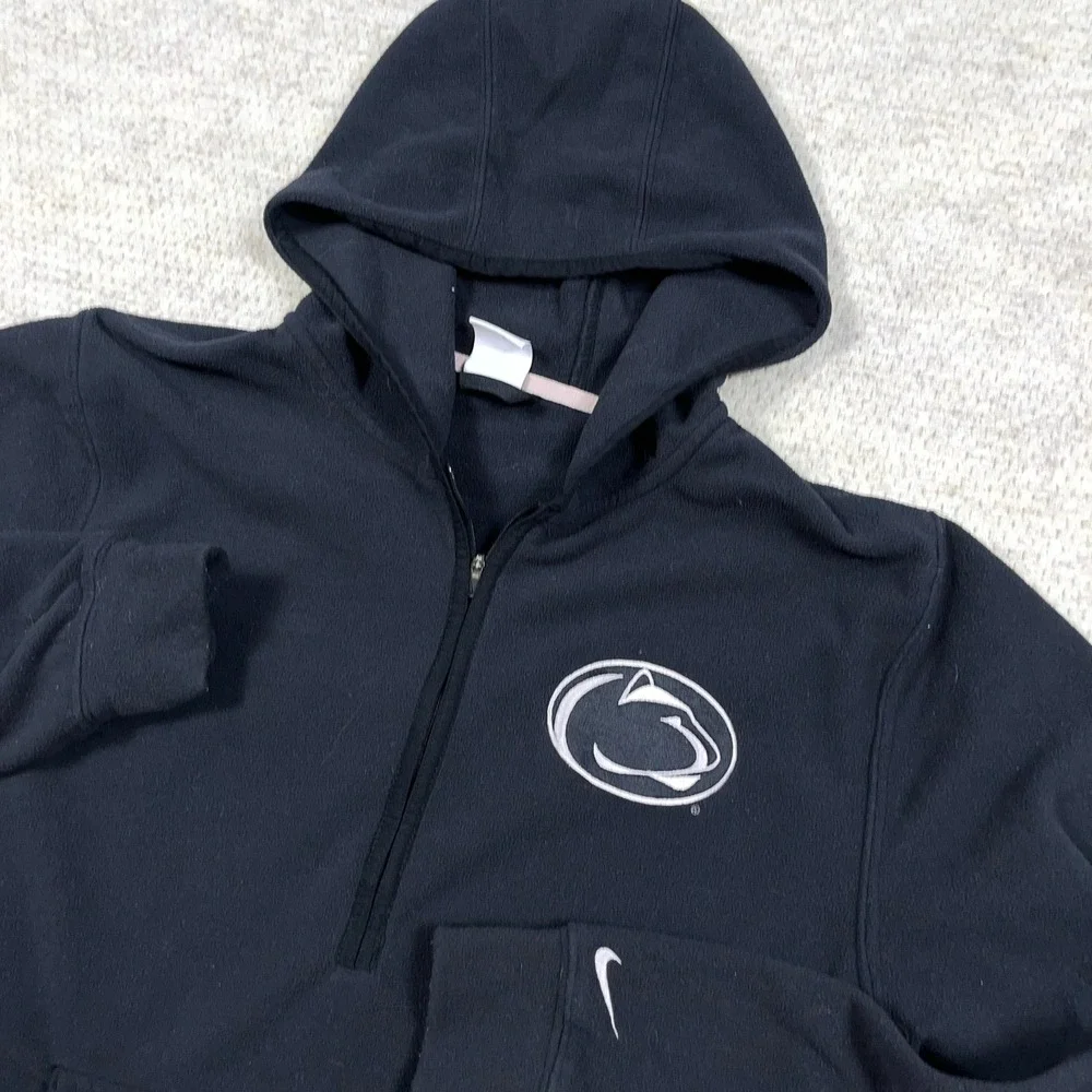 Penn State Nitty Lions Hoodie Men Small Black Fleece Nike Therma Dri Fit 1/4 Zip